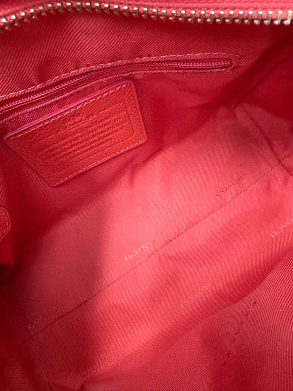 Coach Pebbled Leather Satchel - Coral Red - Picture 4 of 7